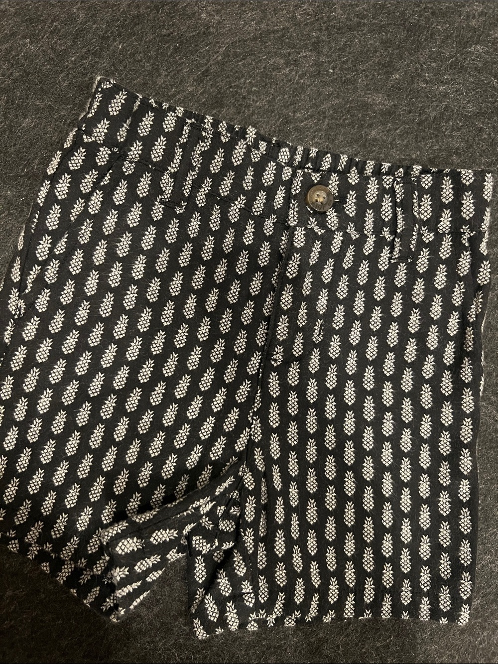 Janie and Jack Black Shorts with White Pineapple Motif